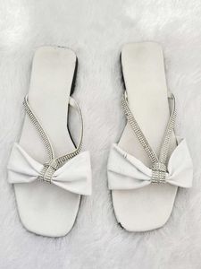 🎀 White Bow Sandals with Rhinestone Straps 🥰