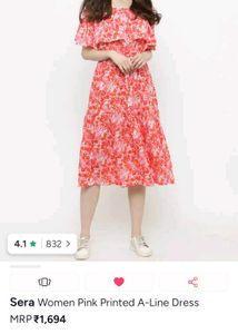 Sera Women Pink Floral A-Line Dress