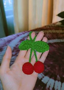 Crocheted Cherry  keychain