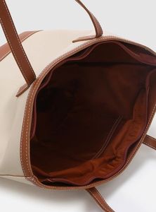 Max Beige &amp; Brown Colourblocked Tote Bag