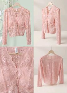 Sheer Lace Button-Up Blouse💖💗