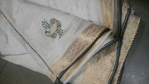 Elegant Embroidered Grey Saree