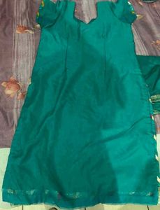 Beautiful Teal Kurta Set with Striped Design