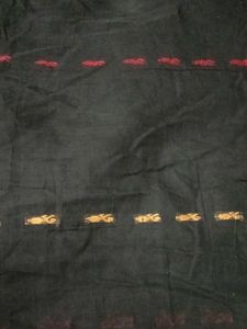 Elegant Black Saree with Maroon Motifs