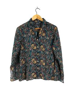 Black Printed Shirt Style Top (Women's)