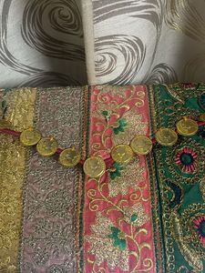 Embroidered Clutch with Coin Embellishments