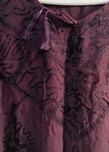Maroon Embroidered Sleeveless Kurta Top