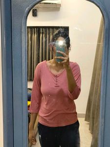 Comfortable Pink Henley Top