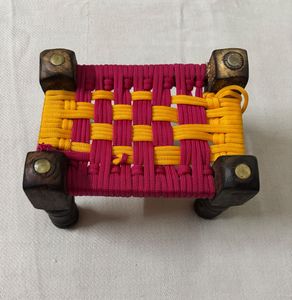 🆕Handmade Wooden & Rope Miniature Cot Showpiece