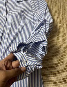 SHEIN Unity Off Shoulder StripedButtoned Shirt