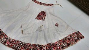 Elegant White Lehenga with Embellished Border