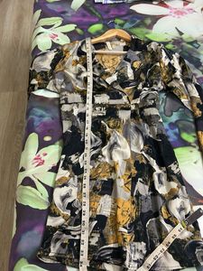 Abstract Print V-Neck Midi Dress