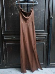 brown satin cowl neck maxi dress 🔥