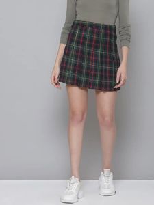 Plaid A-line Mini Skirt