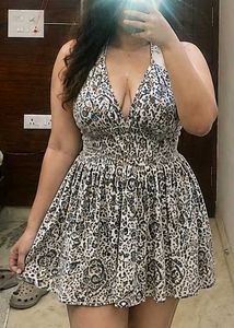 Boho Floral Halter Neck Mini Dress