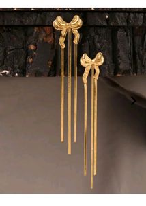 Long Bow Chain Earrings