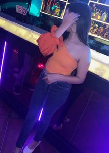 Orange One-Shoulder Puff Sleeve Top - S
