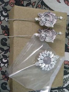 2  pairs of Oxidized Silver Ethnic  earings (bugdi