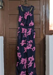 Navy Floral Jumpsuit