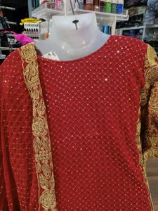 Elegant Red &amp; Gold Ethnic Suit size L