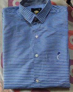 Men's Blue Striped Button-Down Shirt