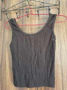 Brown Ribbed "Favourite" Tank Top