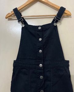 H&amp;M Dungaree Black Pinafore Dress