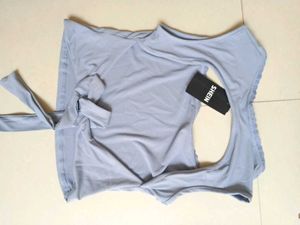 branded Lace Trim Cutout Back Tie Top