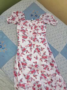 Floral Puff Sleeve Midi Dress