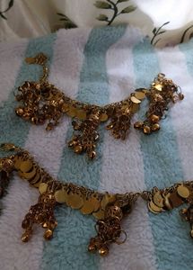 Golden  Anklets/Bracelets with Bells and Coins, Go