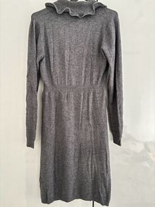 Stylish Grey Ruffled Knit Dress