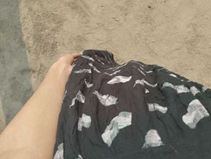 Feather Print Black Kurta