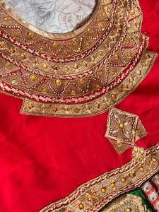 Red &amp; Green Embroidered Gown Set | SHALWAR KAMEEZ