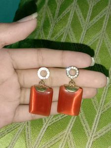 Stylish Orange Dangle Earrings