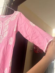 Charming Pink Chikankari short Kurta
