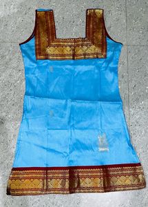 Beautiful Blue Sleeveless Kurti Made Of South Silk