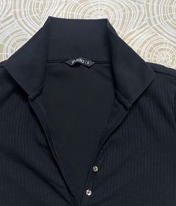 Black Textured Button-Up Shirt