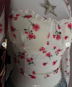 Floral Puff Sleeve Corset Top