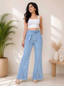 Light Wash Denim Bell Bottom Pants