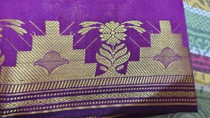 Vibrant Purple Silk Saree with Gold Border