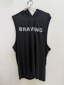 Sleeveless Black "BRAVING" Hoodie