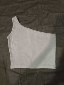 Baby pink Ribbed One Shoulder Crop Top