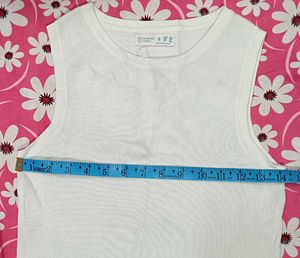 Branded White Ribbed Tank Top