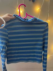 Blue Striped Long Sleeve Top