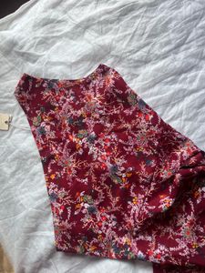 Burgundy Floral One-Shoulder Maxi Dress