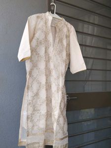 Embroidered gota patti beige Kurta