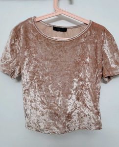 Baby Pink Velvety Crop Top