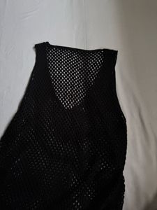 Black fishnet mesh tank top