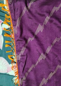 new purple sari with unstitched blouse