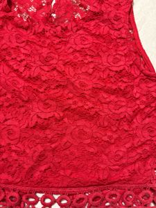 Bold Red Lace Crop Top